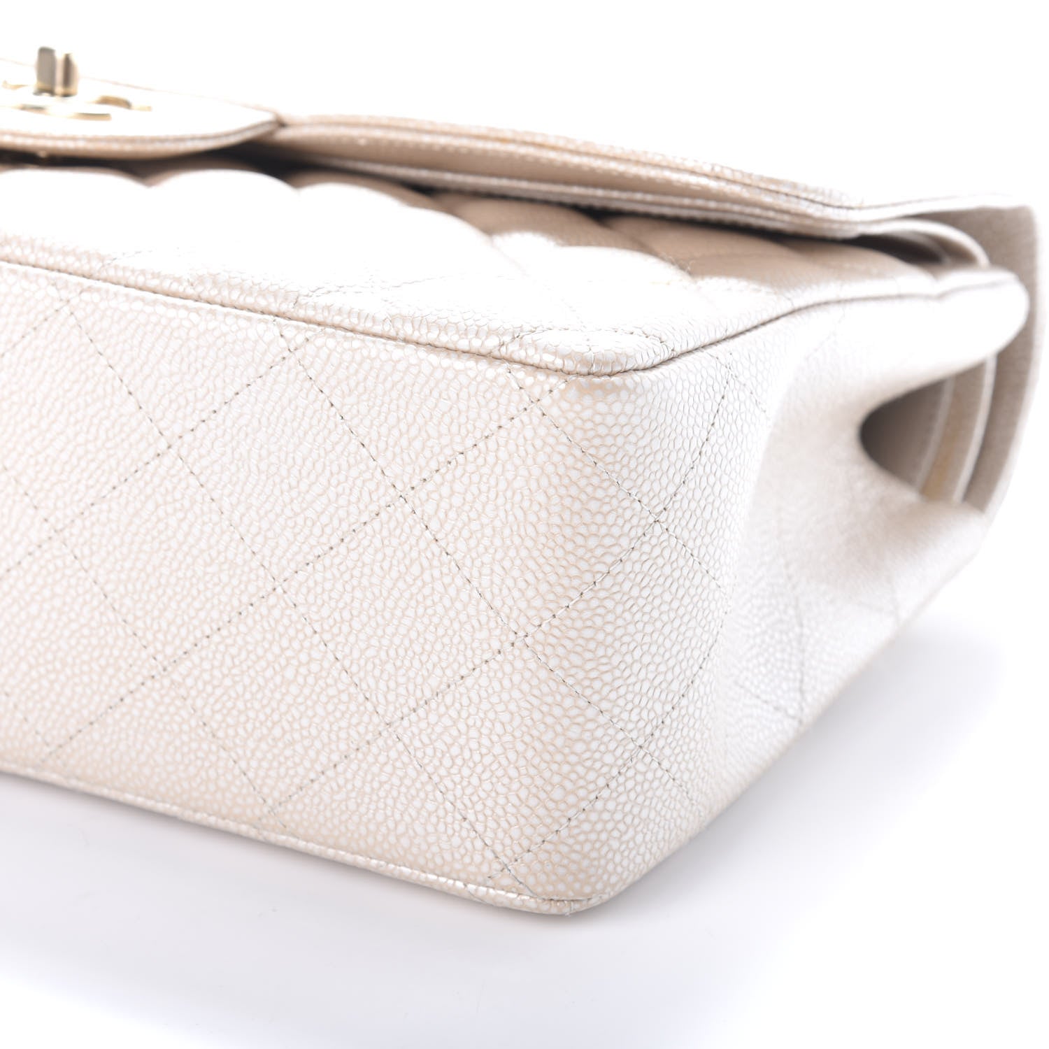 Chanel Pearly Caviar Quilted Jumbo Double Flap Light Beige 11 of 11