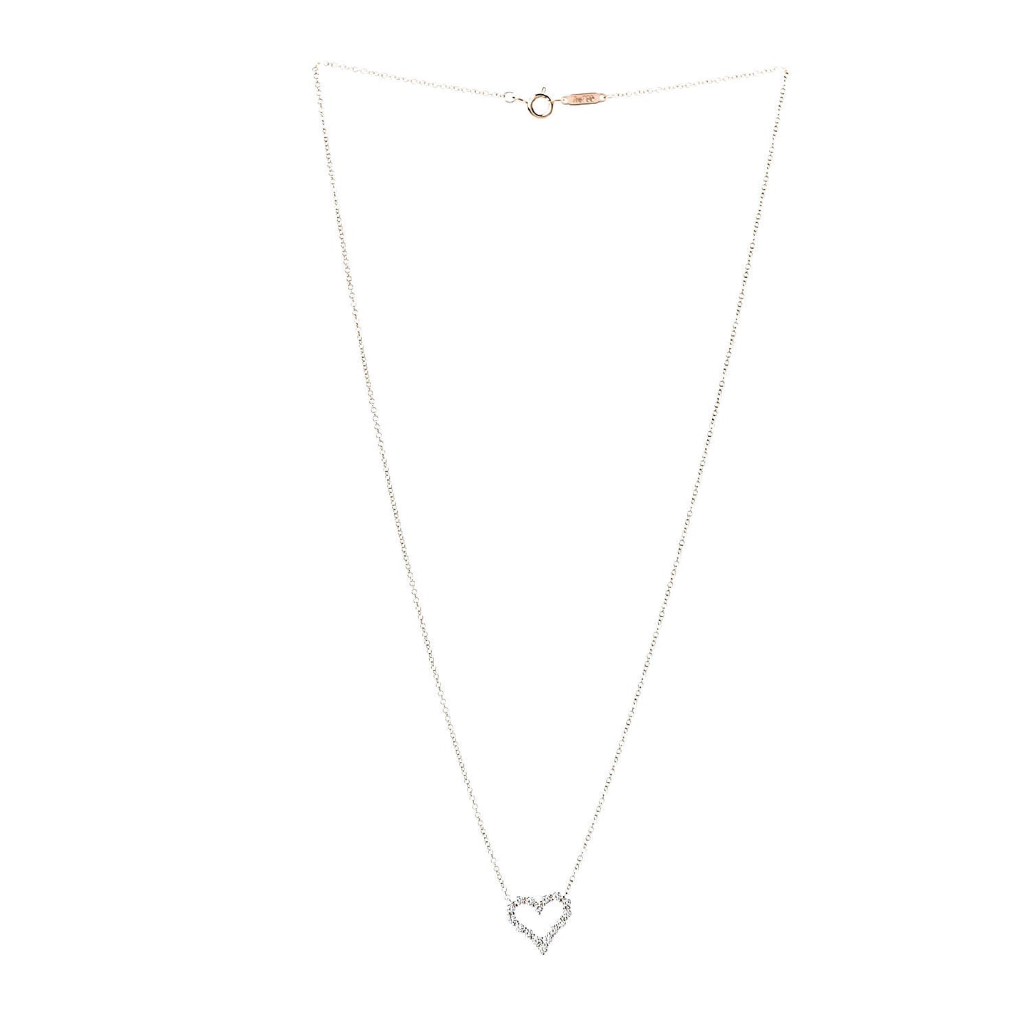 18K Rose Gold Diamond Mini Heart Pendant Necklace