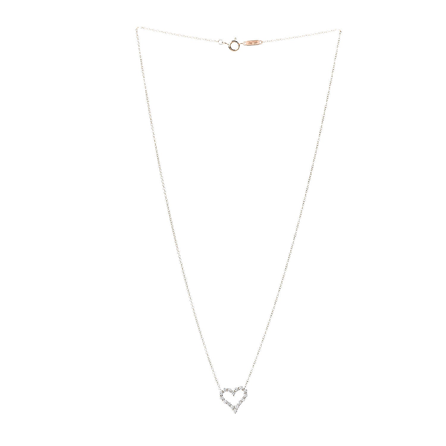 Tiffany 18K Rose Gold Diamond Mini Heart Pendant Necklace 3 of 6