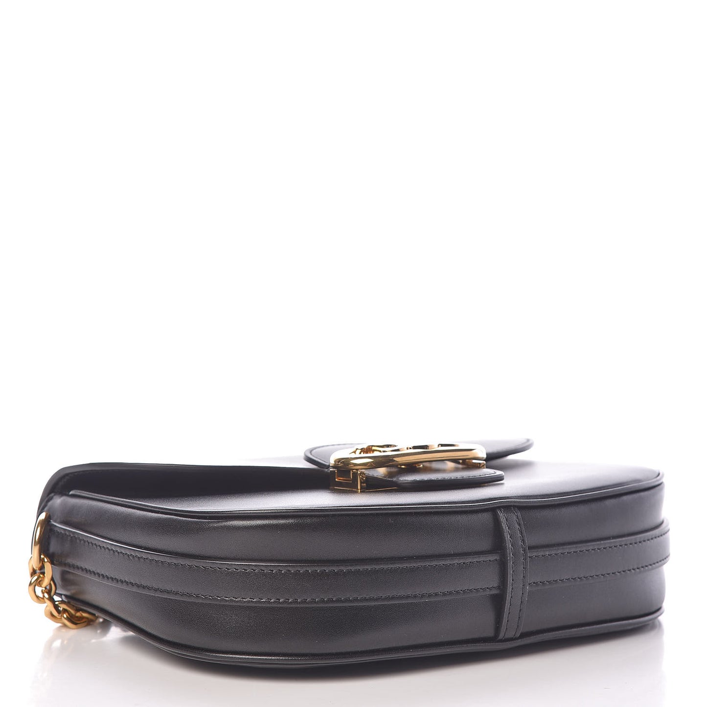 Shiny Calfskin Medium Chain Maillon Triomphe Black