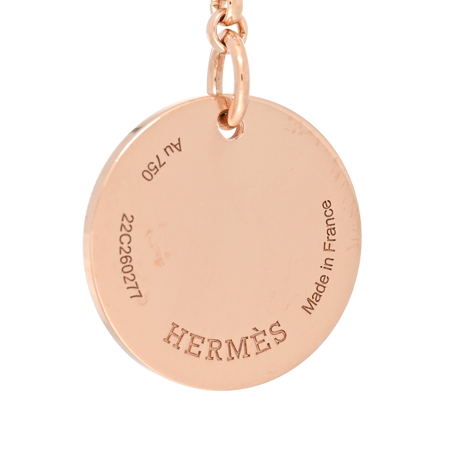 Hermes 18K Rose Gold Diamond PM Ex-Libris Pendant Necklace 4 of 5