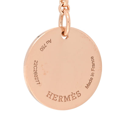 Hermes 18K Rose Gold Diamond PM Ex-Libris Pendant Necklace 4 of 5