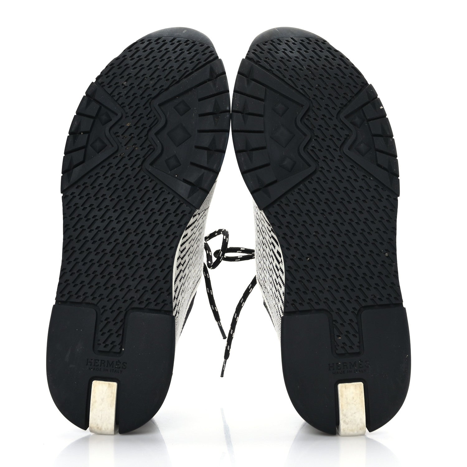 Hermes Knit Bi-Color Womens Addict Sneakers 39.5 Black White 5 of 6