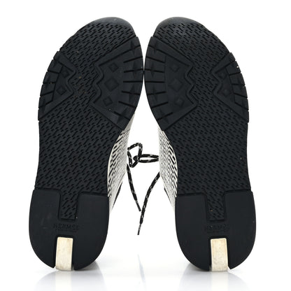 Hermes Knit Bi-Color Womens Addict Sneakers 39.5 Black White 5 of 6