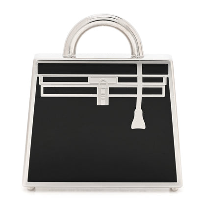 Hermes Lacquered Palladium Kelly Curiosite Charm Black 1 of 5