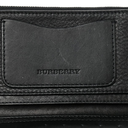 Burberry Signature Grain Calfskin Check Embossed Zip Wallet Black 9 of 11