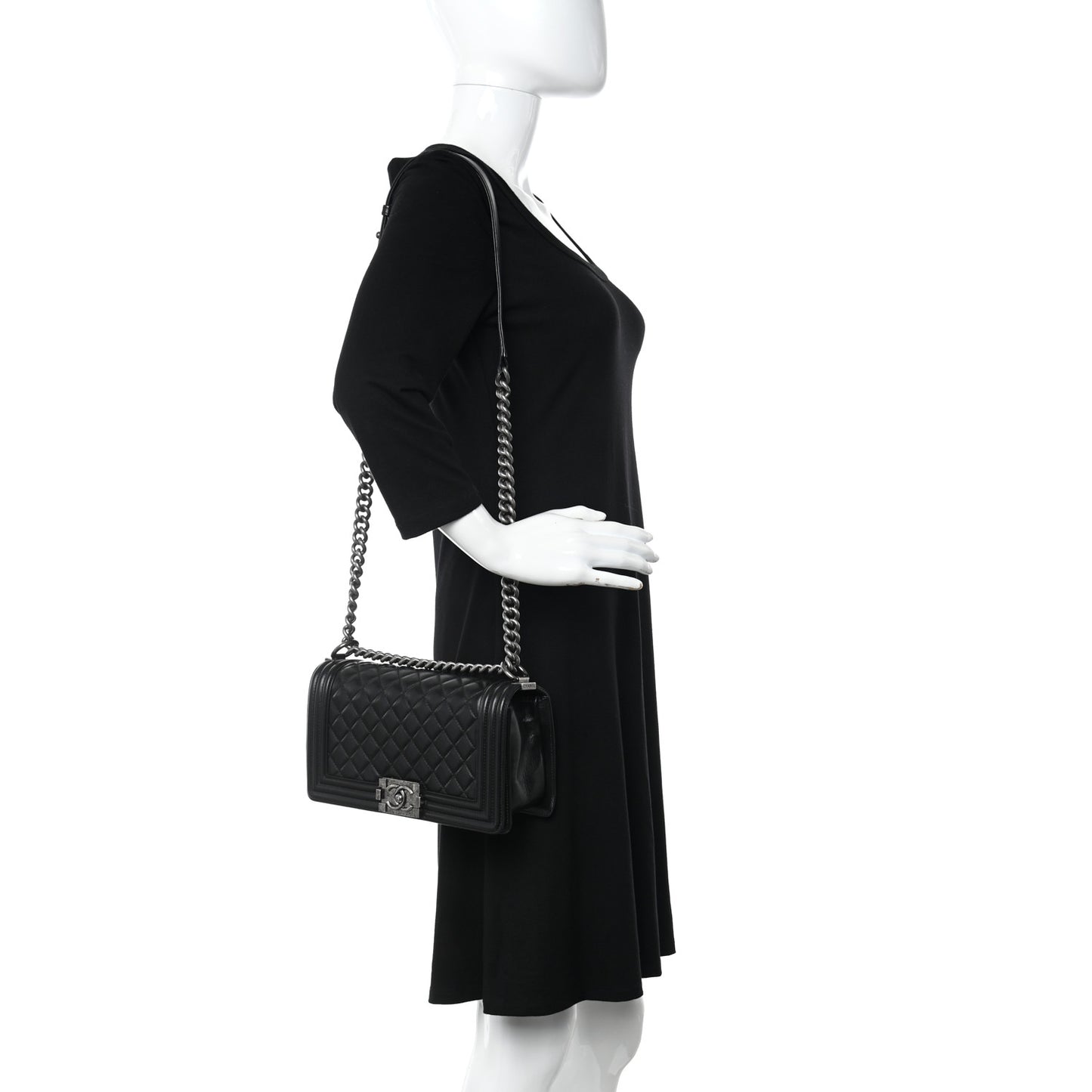Lambskin Quilted Medium Boy Flap Black