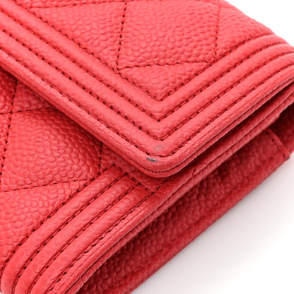 Chanel Caviar Quilted Large Boy Gusset Flap Wallet Red 14 of 17