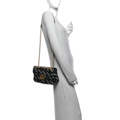 Gucci X BALENCIAGA Calfskin Matelasse Logo Print Small GG Marmont Shoulder Bag Black 2 of 13