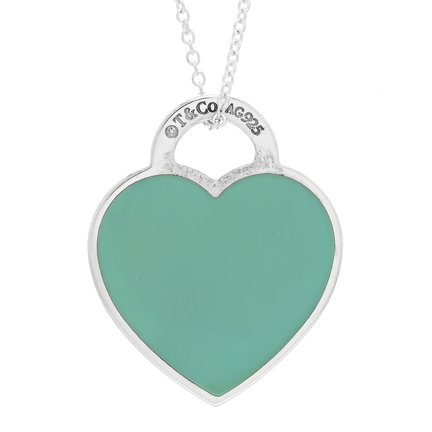 Tiffany Sterling Silver Enamel Medium Return to Tiffany Heart Pendant Necklace Blue 5 of 7