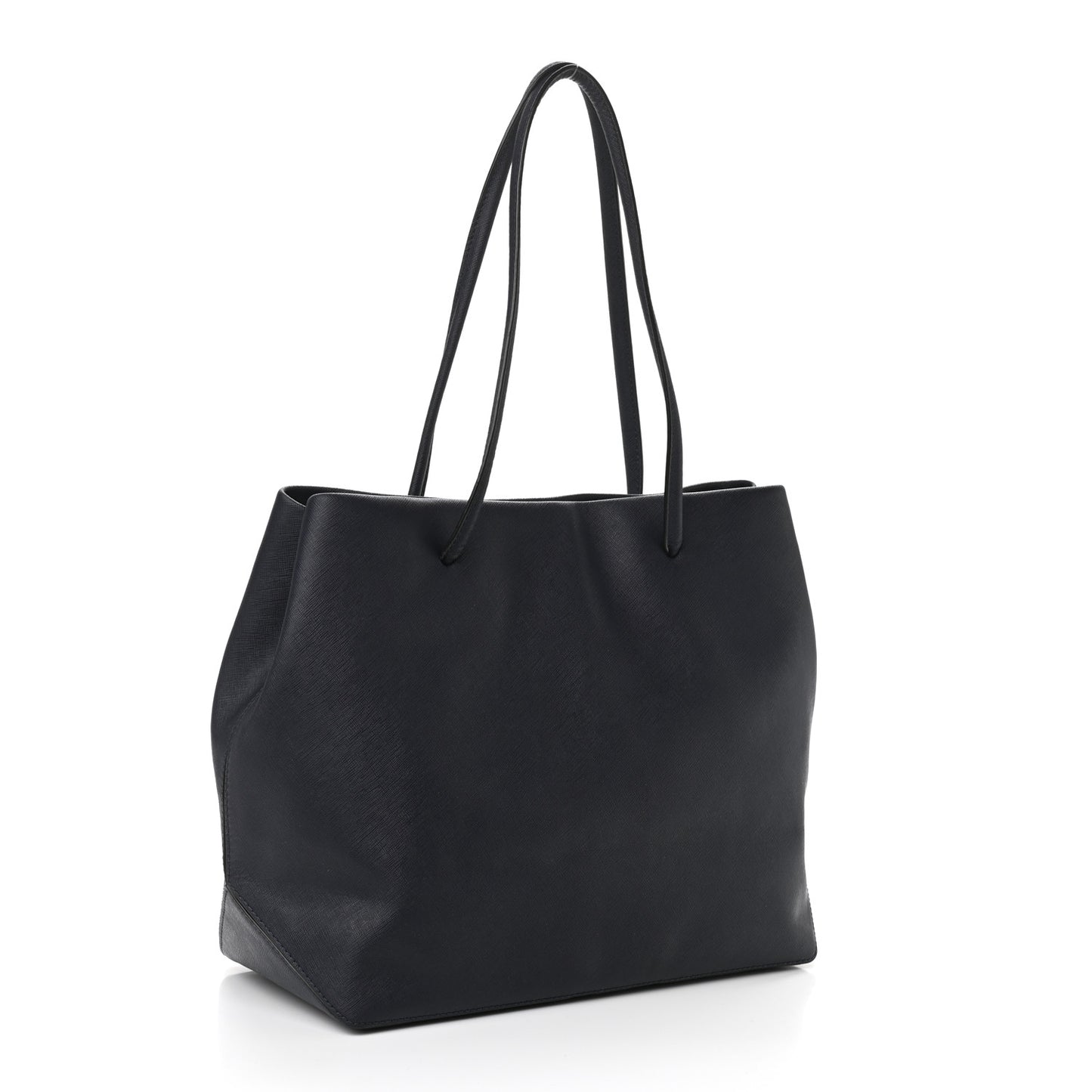 Calfskin Embossed Logo East West Shopper Tote Dark Blue