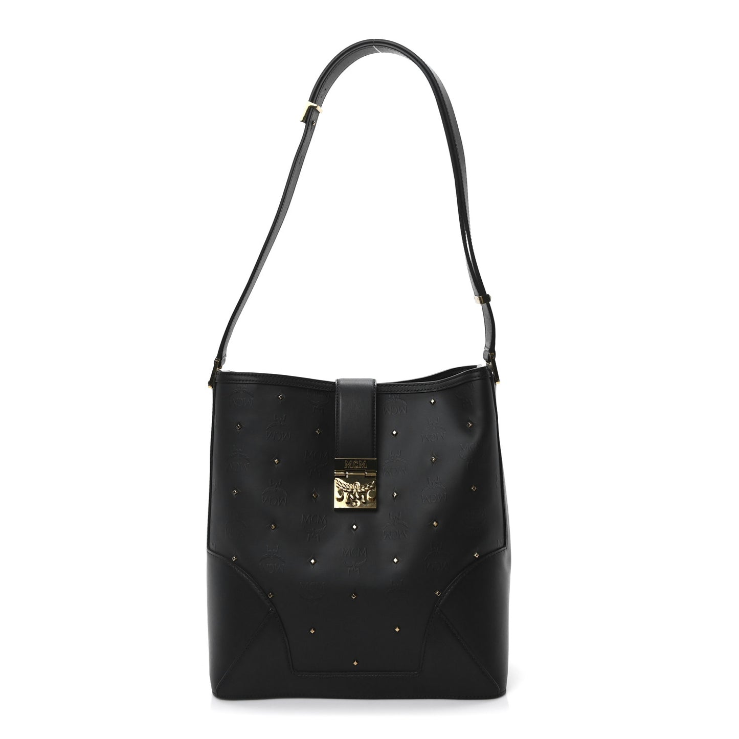 Coated Canvas Claudia Studs Crossbody Bag Black