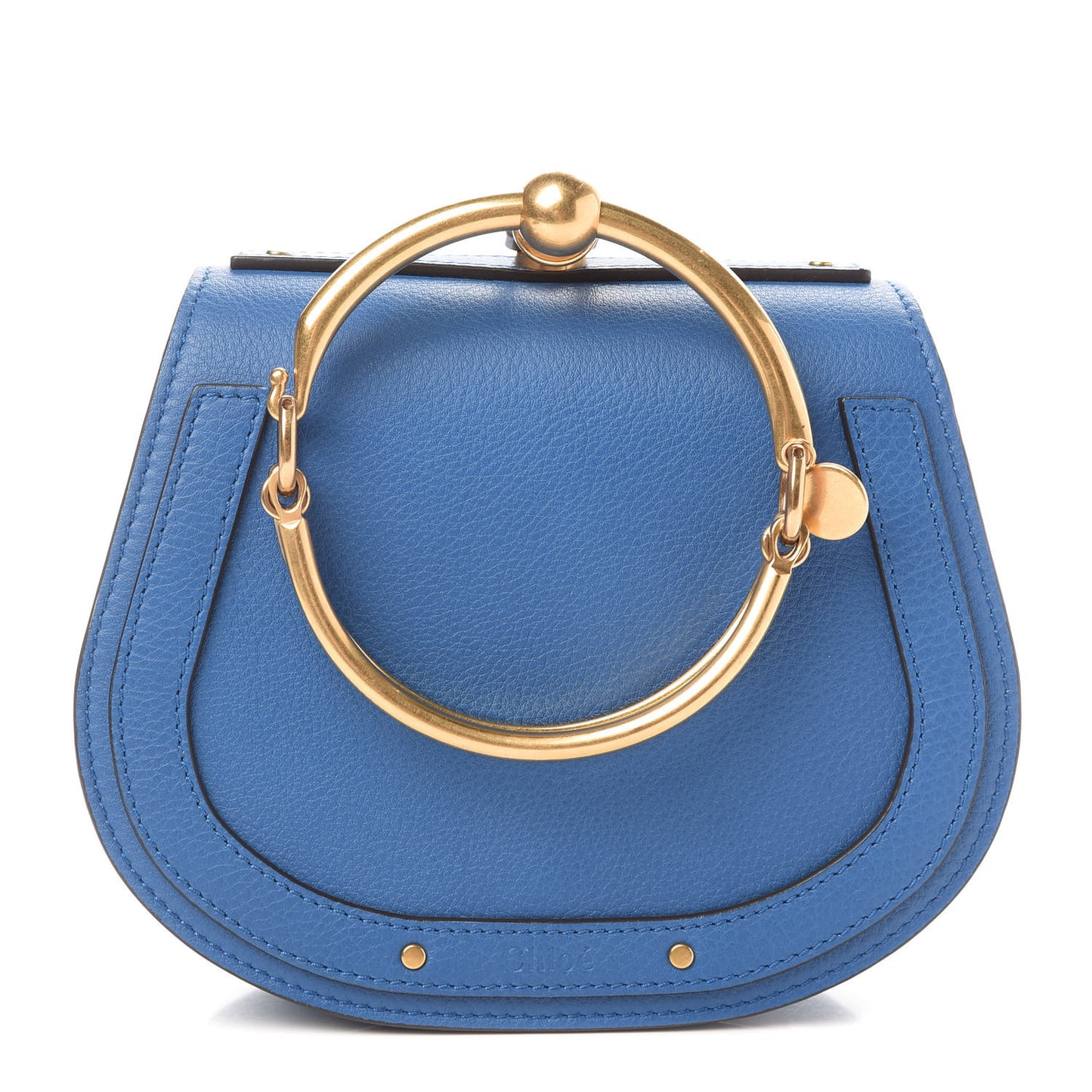 Calfskin Suede Small Nile Bracelet Bag Smoky Blue