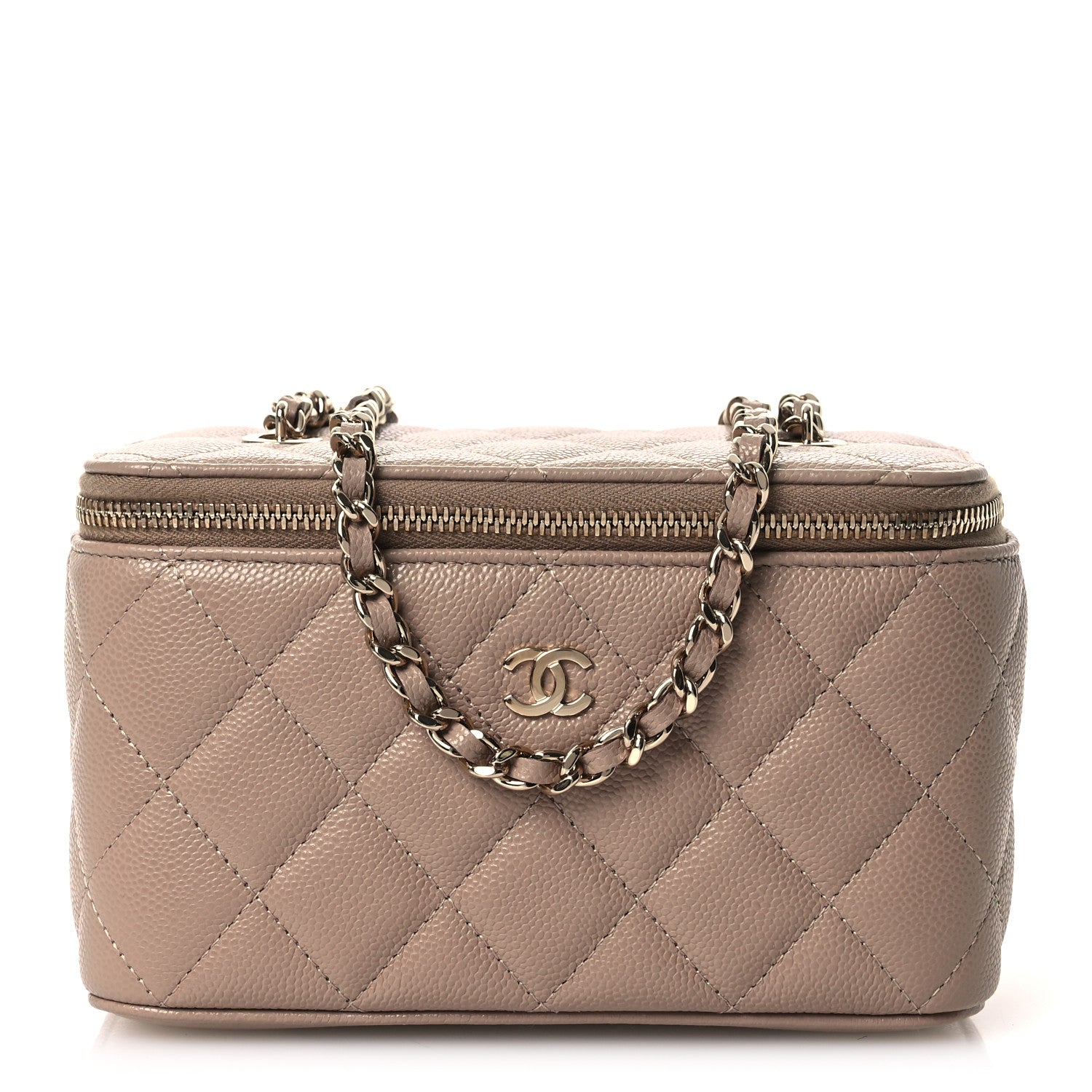 Chanel Caviar Quilted Small Vanity Case With Chain Dark Beige 1 of 11