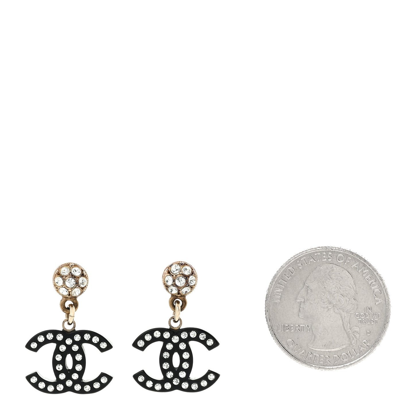 Resin Crystal CC Drop Earrings Black