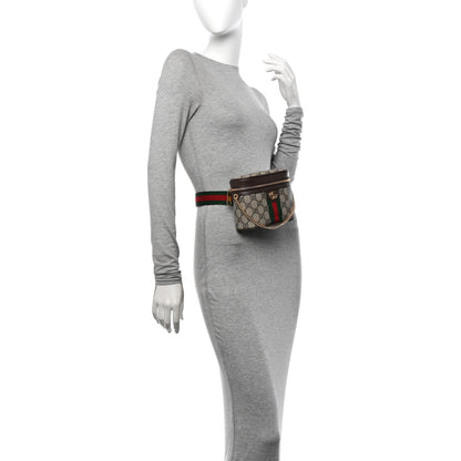 Gucci GG Supreme Monogram Textured Dollar Calfskin Web Ophidia Belt Bag 95 38 Beige Ebony New Acero 2 of 10