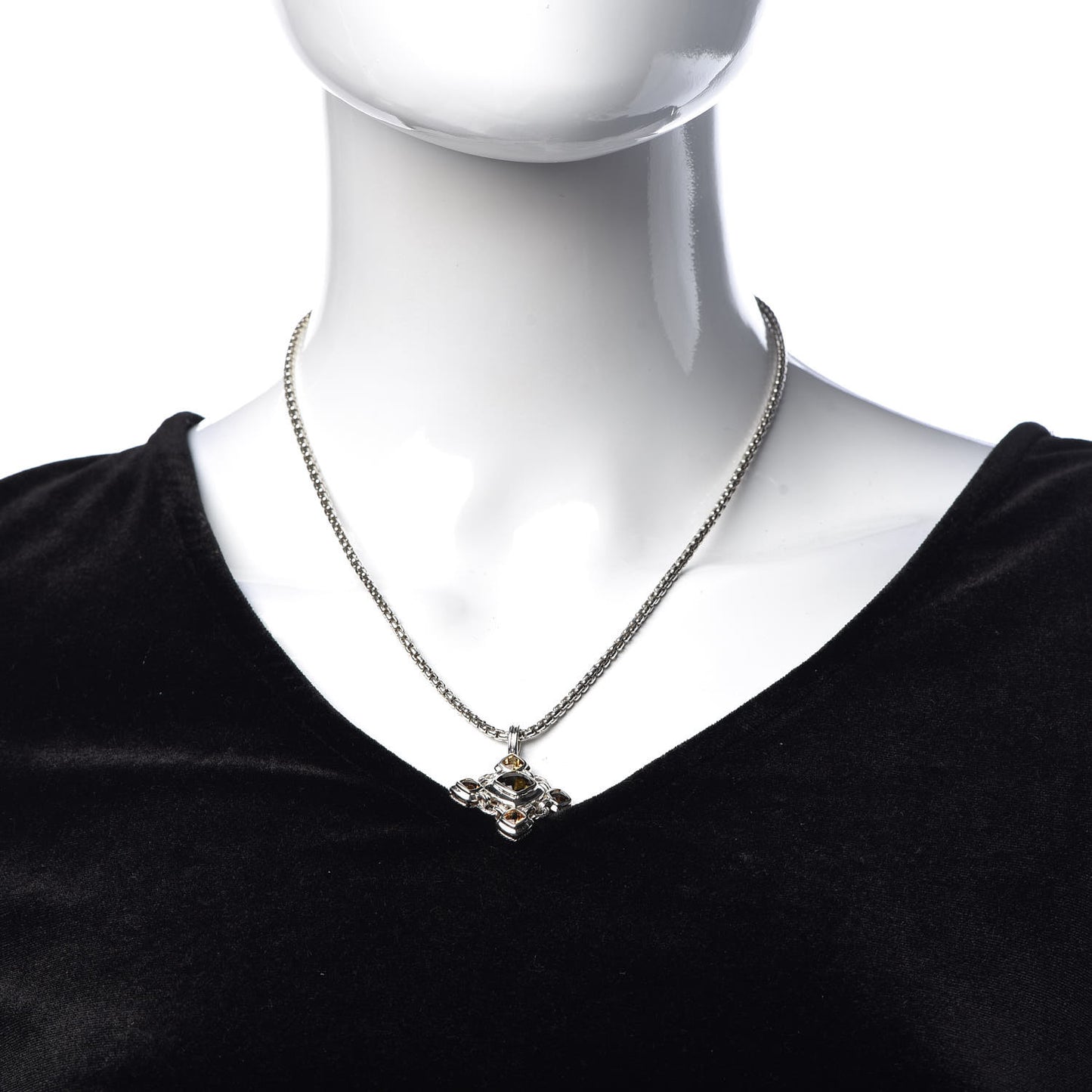 Sterling Silver Citrine Quartz Renaissance Necklace