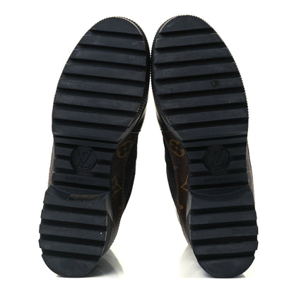 Louis Vuitton Suede Calfskin Monogram Laureate Platform Desert Boots 37 Black 6 of 10