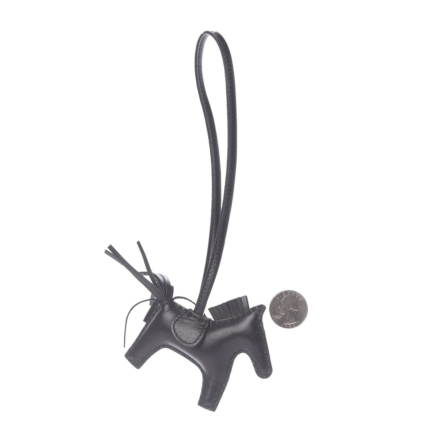 Hermes Milo Lambskin Grigri Rodeo Horse Bag Charm PM So Black 2 of 5