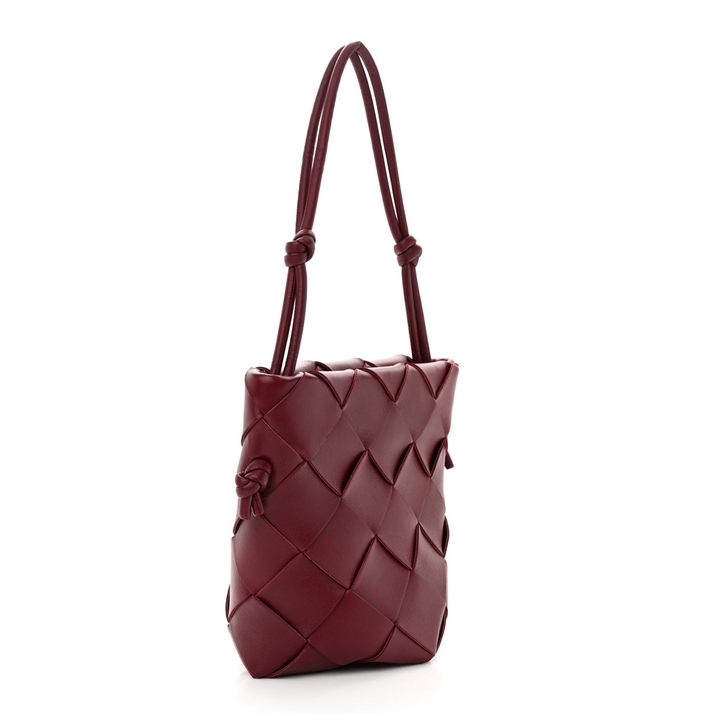Nappa Maxi Intrecciato Clasp Bucket Bag Bordeaux