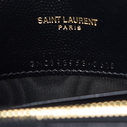 Saint Laurent Grain De Poudre Matelasse Chevron Monogram Envelope Chain Wallet Black 8 of 8