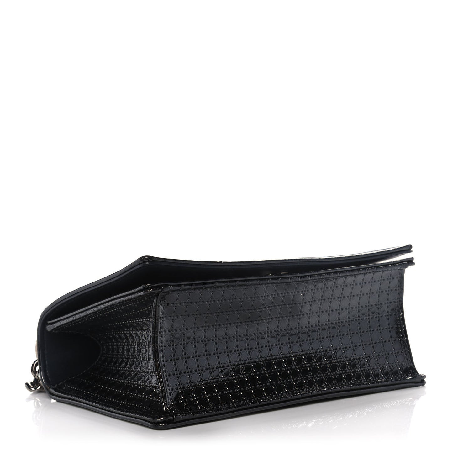 Metallic Patent Micro-Cannage Small Diorama Flap Bag Onyx Black