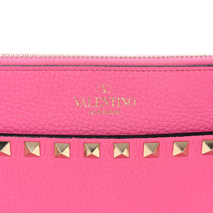 Valentino Garavani Pebbled Calfskin Medium Rockstud Flat Pouch Pink 7 of 9