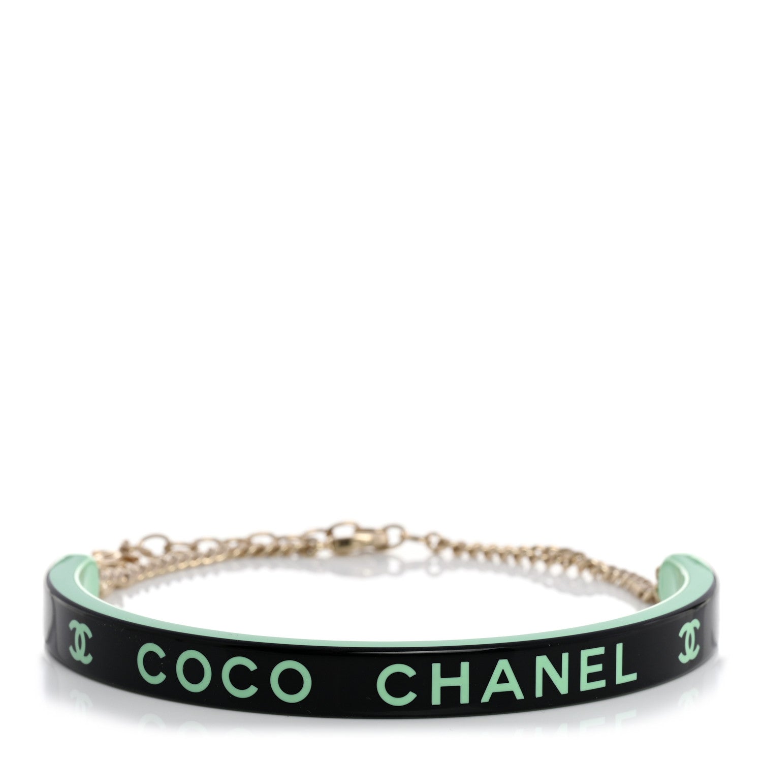 Chanel Resin Logo Choker Green Black 1 of 6