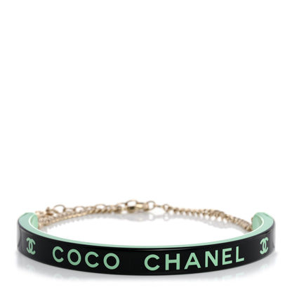 Chanel Resin Logo Choker Green Black 1 of 6