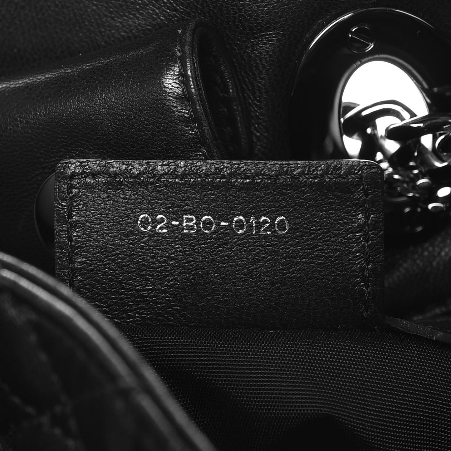 Lambskin Cannage Chri Chri Drawstring Bag Black