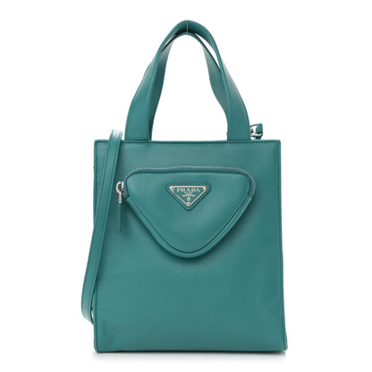 Prada Nappa Triangle Pocket Small Tote Bag Teal 1 of 16