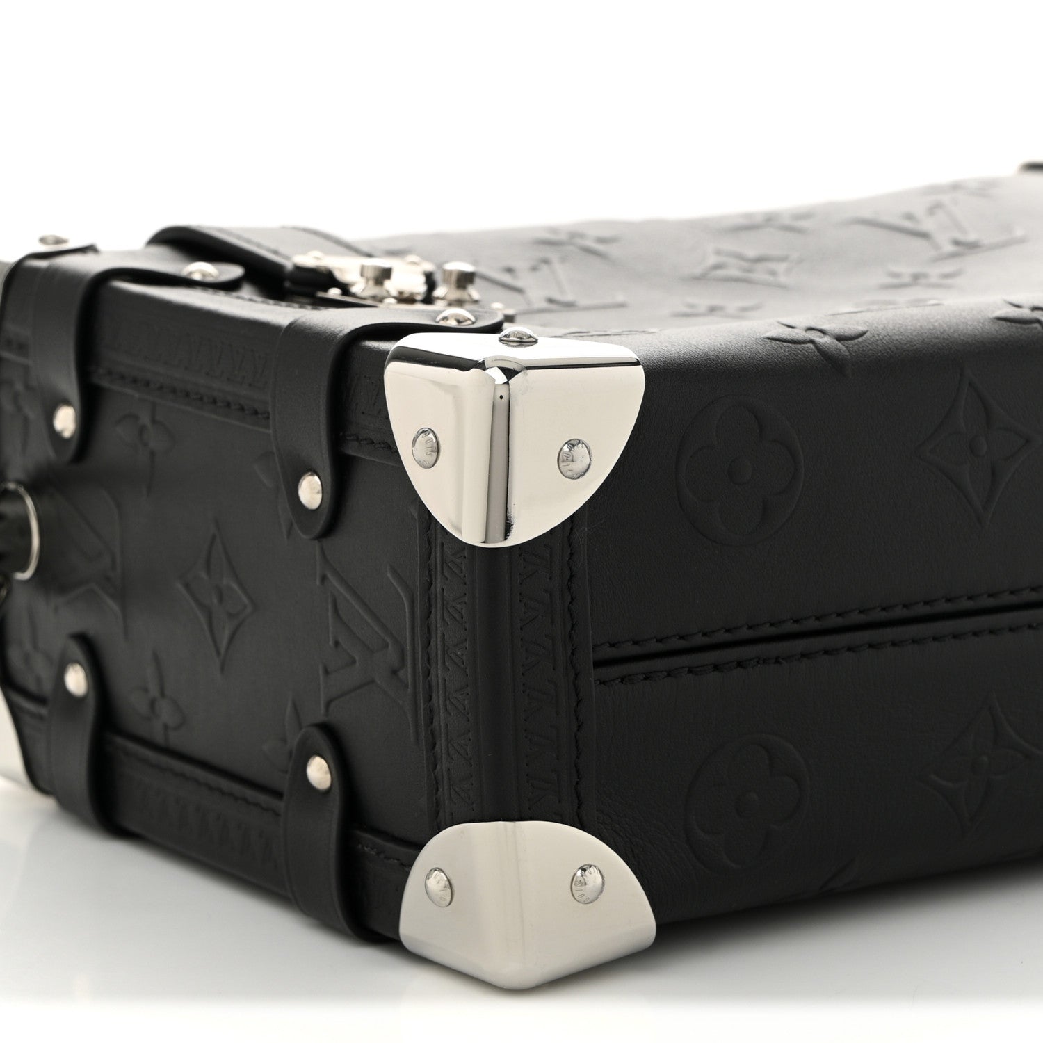 Louis Vuitton Calfskin Debossed Monogram Side Trunk Black 8 of 9