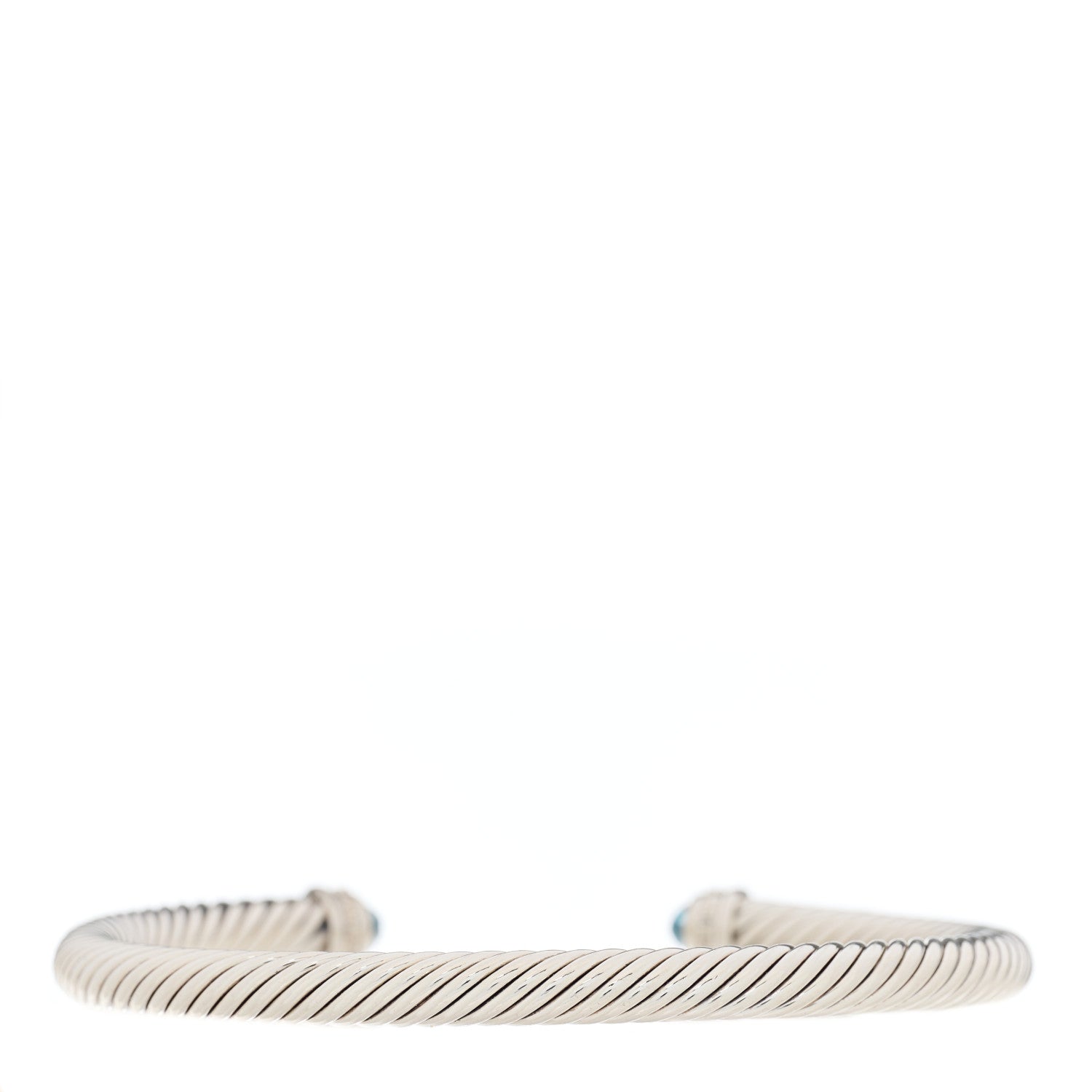 David Yurman Sterling Silver Diamond Blue Topaz 5mm Cable Classics Bracelet 2 of 3