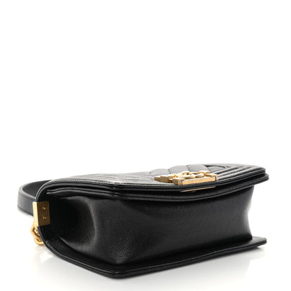 Chanel Caviar Chevron Quilted Small Boy Flap Black 4 of 11