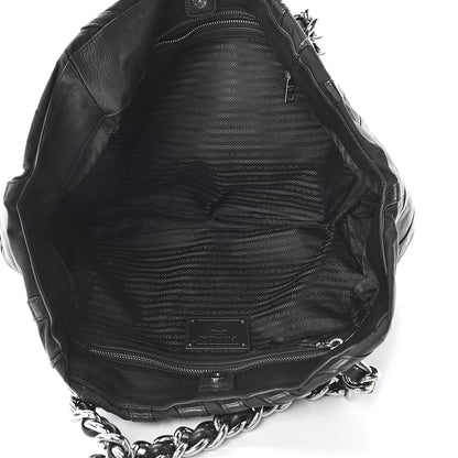 Prada Tessuto Nylon Calfskin Chain Shoulder Bag Black 5 of 12