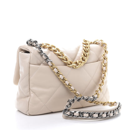 Chanel Lambskin Quilted Large 19 Flap Beige 4 of 12