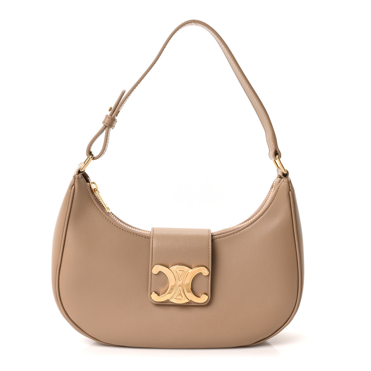 Celine Smooth Calfskin Medium Strap Ava Triomphe Shoulder Bag Smoked Brown 1 of 10