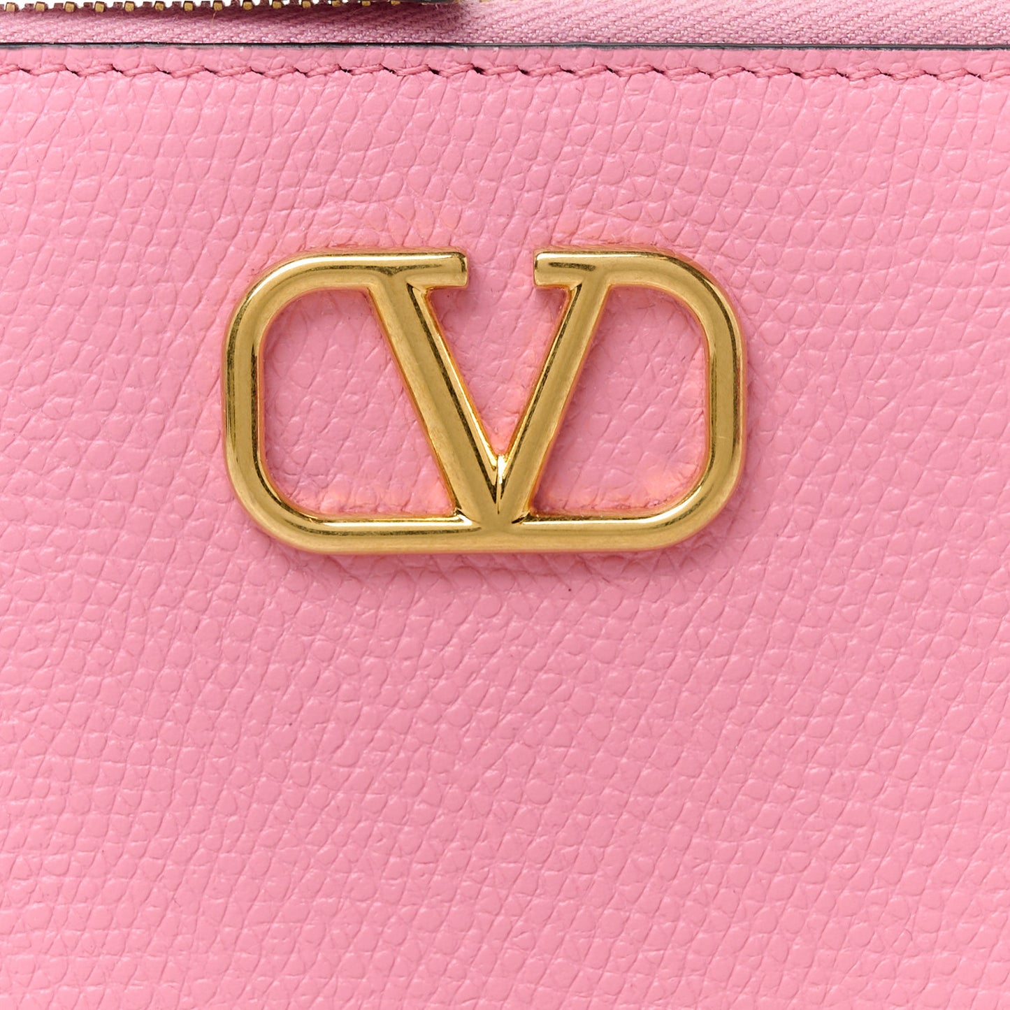 Grained Calfskin VLogo Coin Case Card Holder Pink