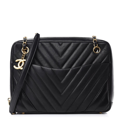 Chanel Lambskin Chevron Quilted Camera Case Black 1 of 10