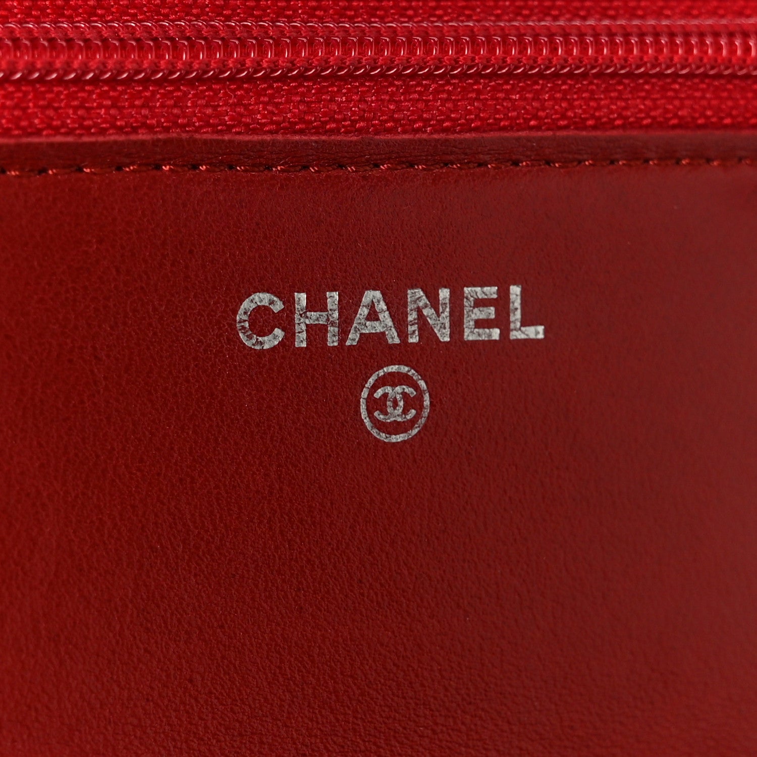 Chanel Lambskin Camellia Embossed Wallet on Chain WOC Red 6 of 11