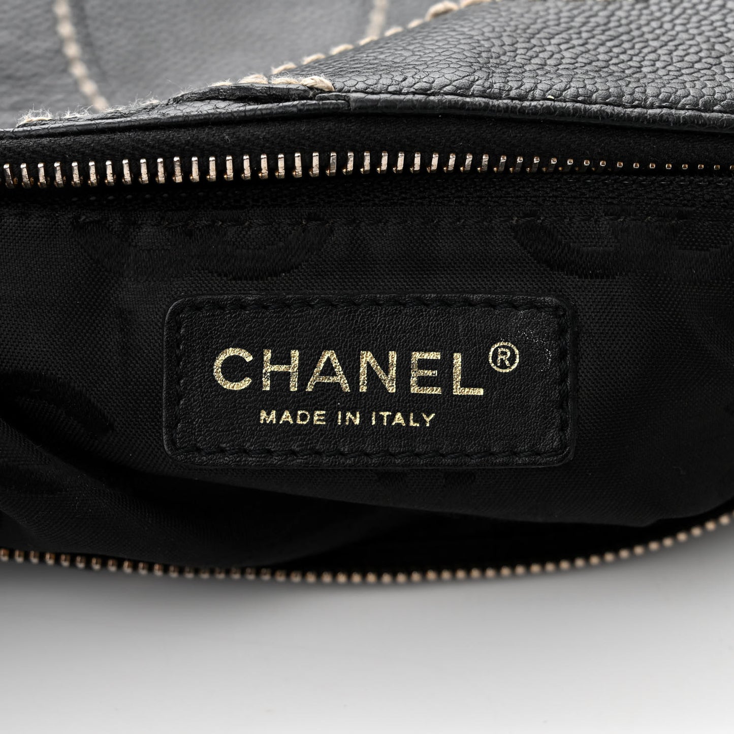Caviar CC Stitched Medium Hobo Black