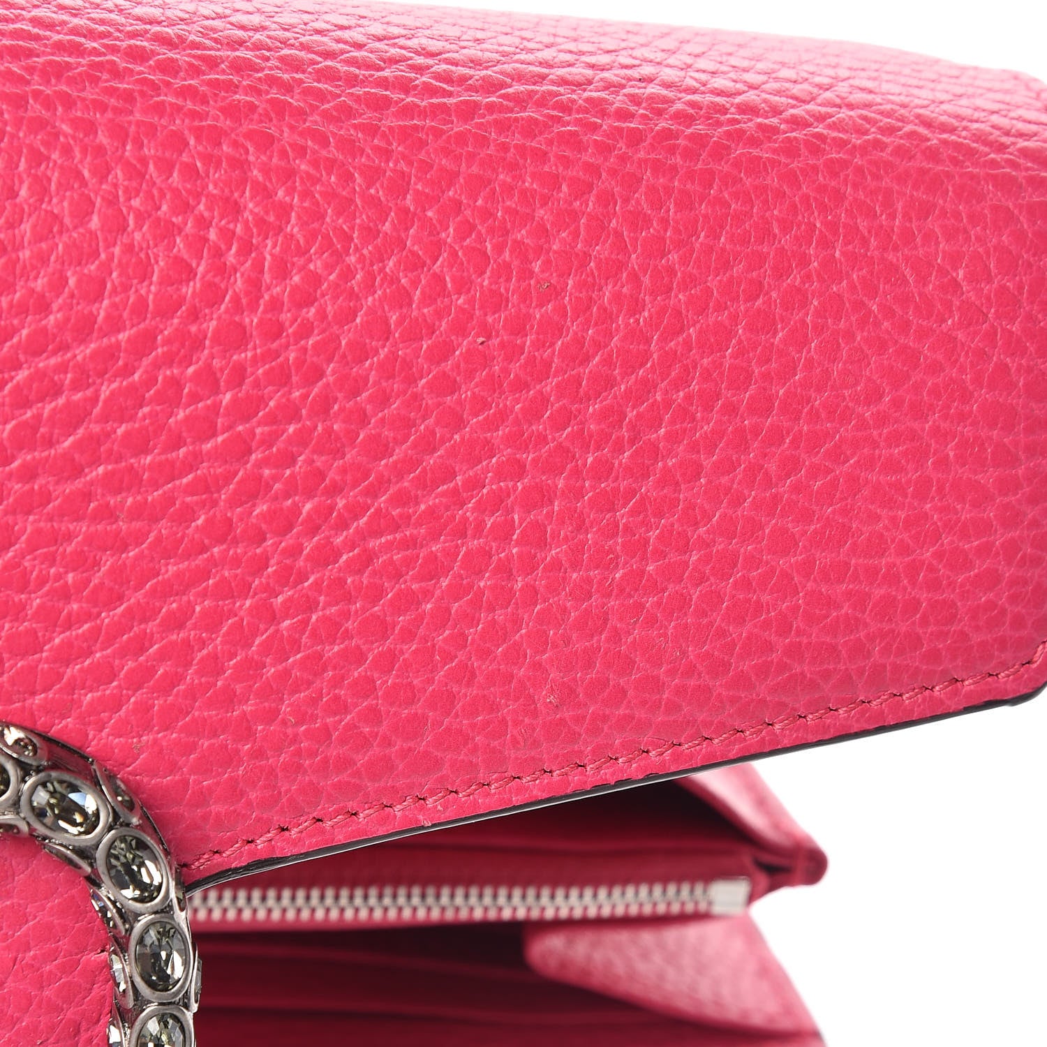 Gucci Dollar Calfskin Crystal Mini Dionysus Chain Wallet Box Pink 8 of 9
