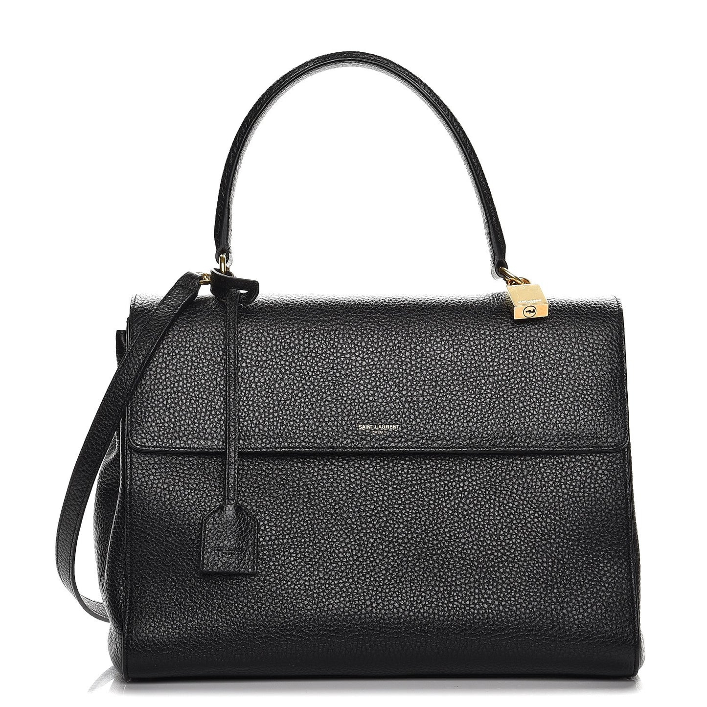 Grained Calfskin Medium Moujik Top Handle Bag Black