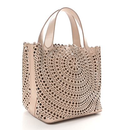 Alaia Calfskin Laser Cut Tote Sable 4 of 11