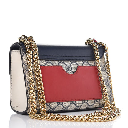 Gucci GG Supreme Monogram Moon Calfskin Small Padlock Shoulder Bag Beige Blue Mystic White Hibiscus Red 3 of 8