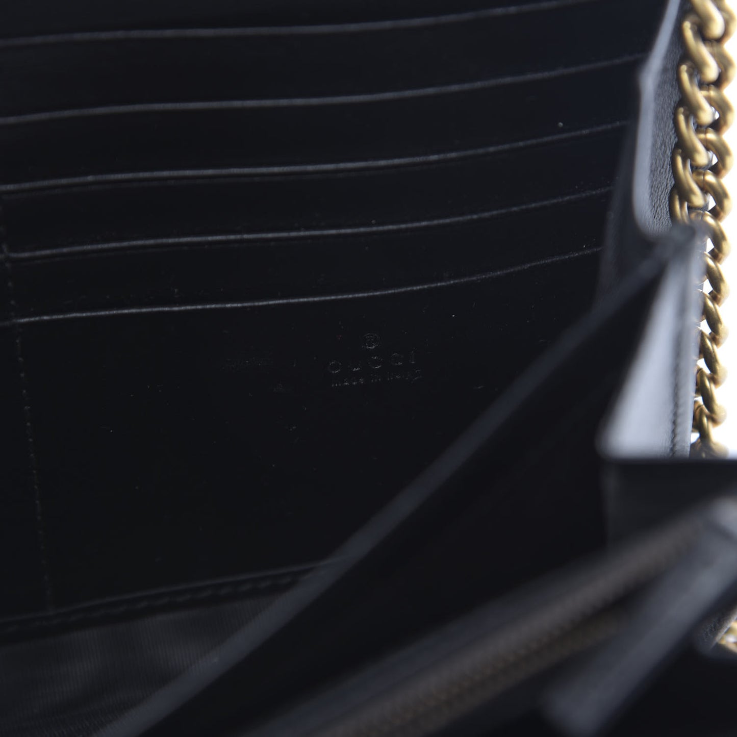 Calfskin Matelasse GG Marmont Chain Wallet Black