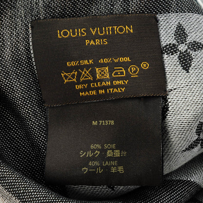 Louis Vuitton Wool Silk Monogram Denim Shawl Black 5 of 8