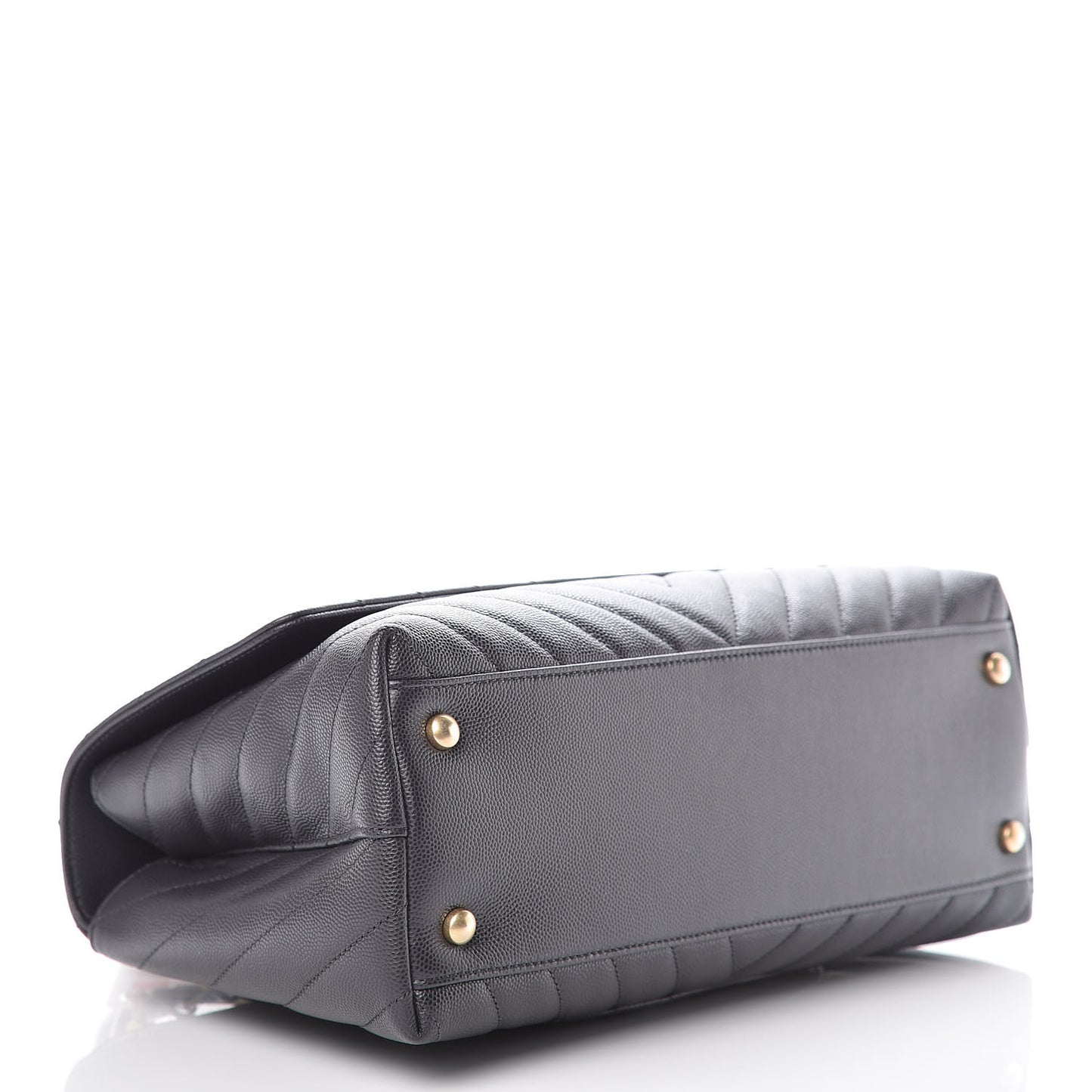 Caviar Chevron Quilted Small Coco Handle Flap Dark Grey