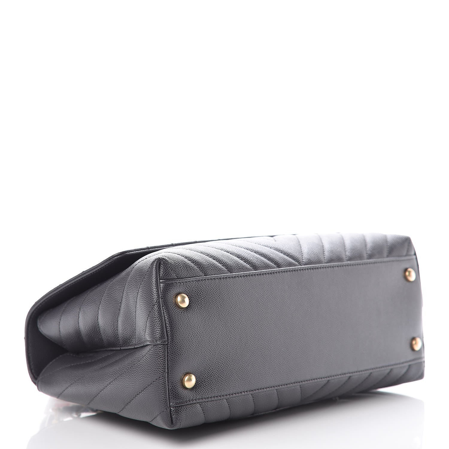 Chanel Caviar Chevron Quilted Small Coco Handle Flap Dark Grey 5 of 11