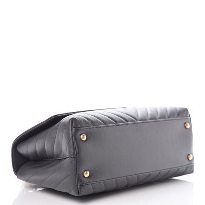 Chanel Caviar Chevron Quilted Small Coco Handle Flap Dark Grey 5 of 11